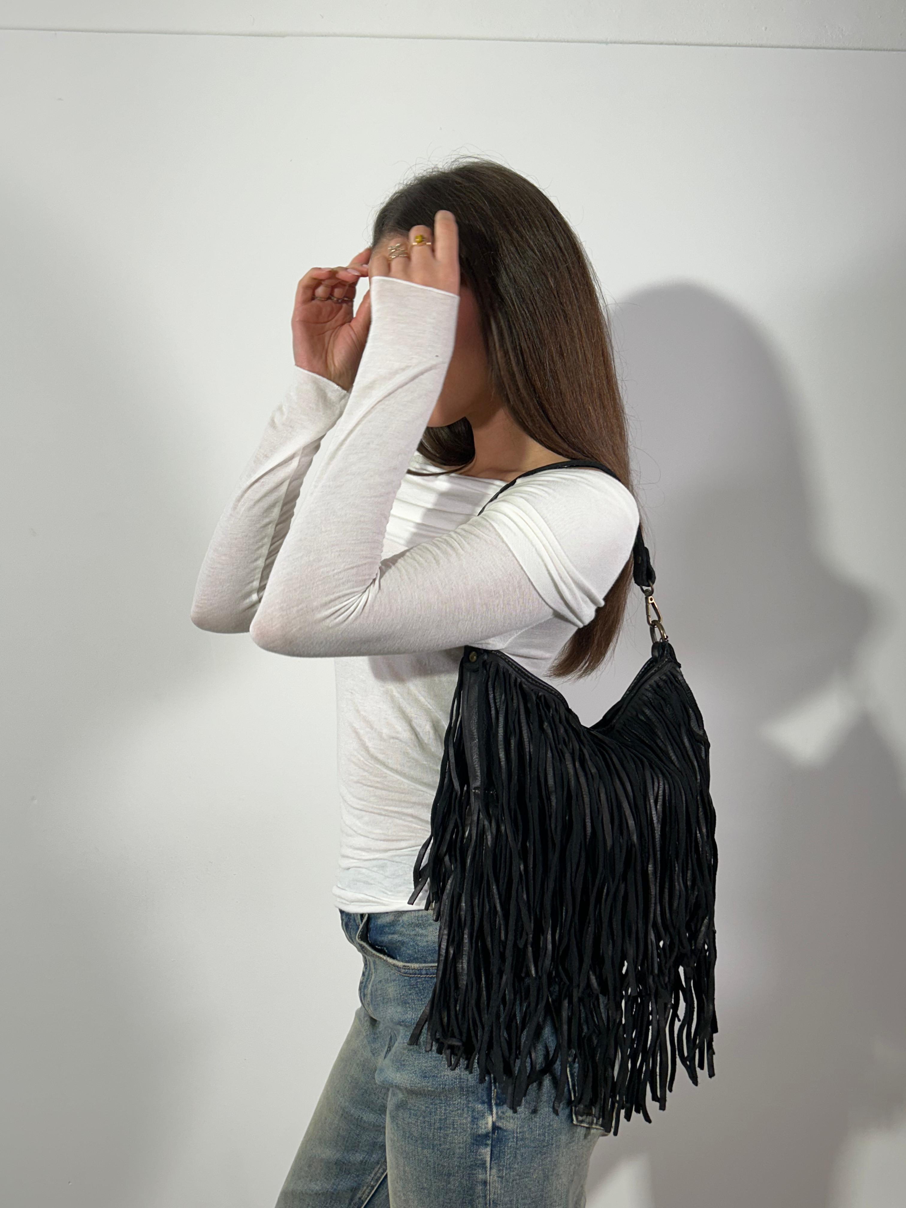 09870 BORSA PELLE FRANGE